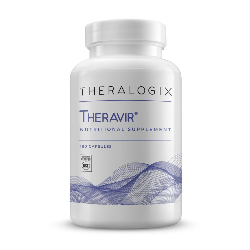 Theralogix Theravir immune bottle front shows packaging for daily support