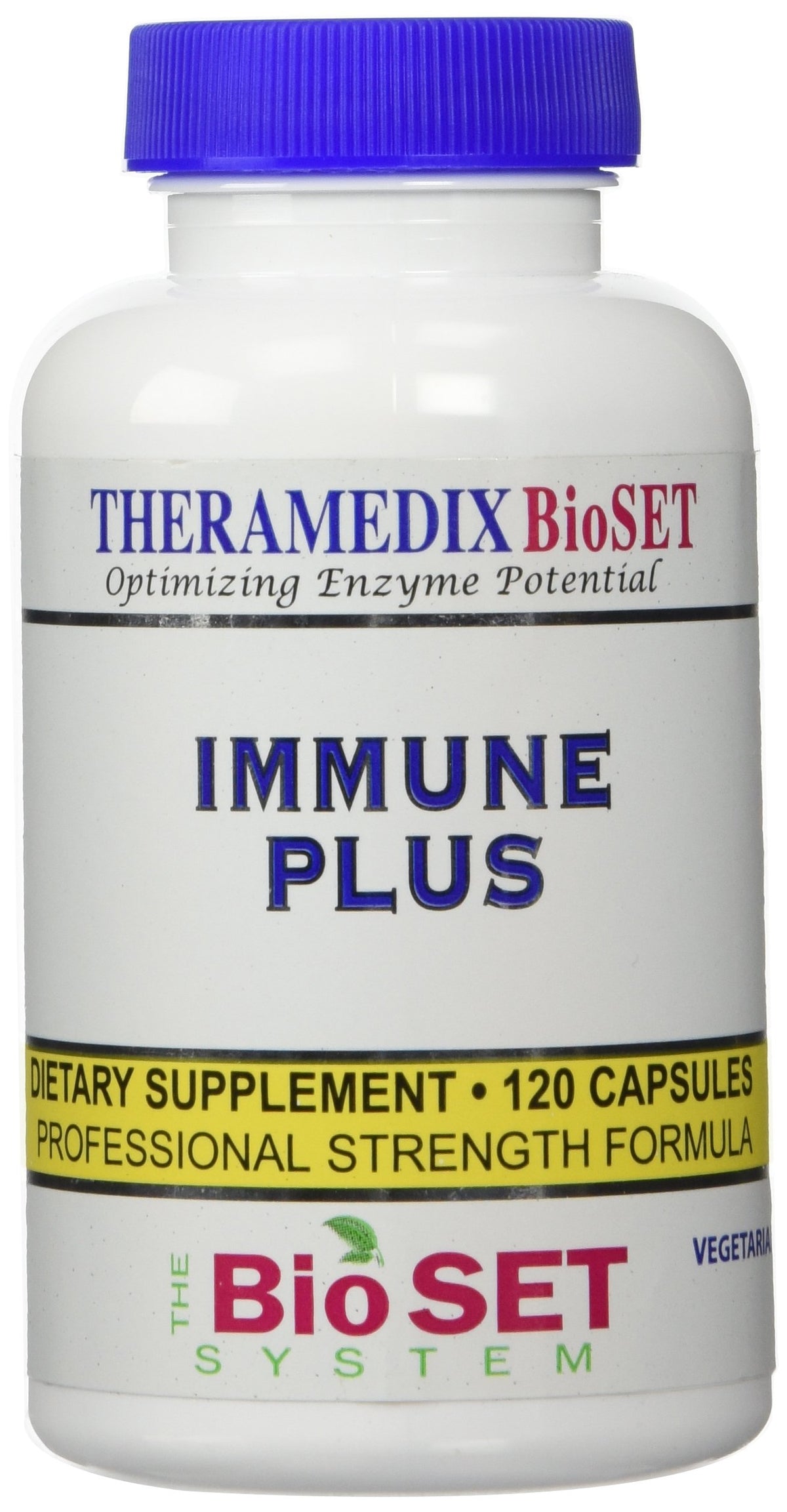 Theramedix BioSet Immune Support bottle front with vegan capsules for daily wellness.