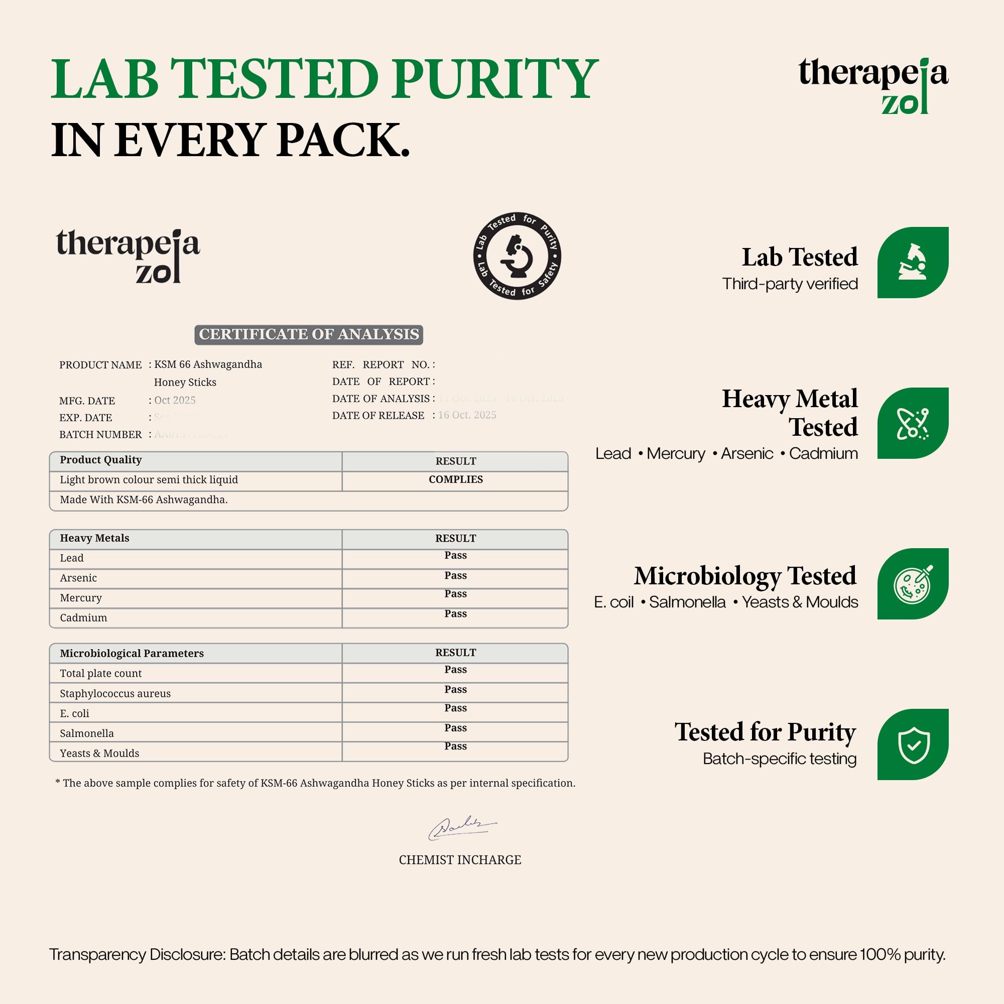 Therapeia Zoi vanilla honey stick unwrapped for on-the-go use.
