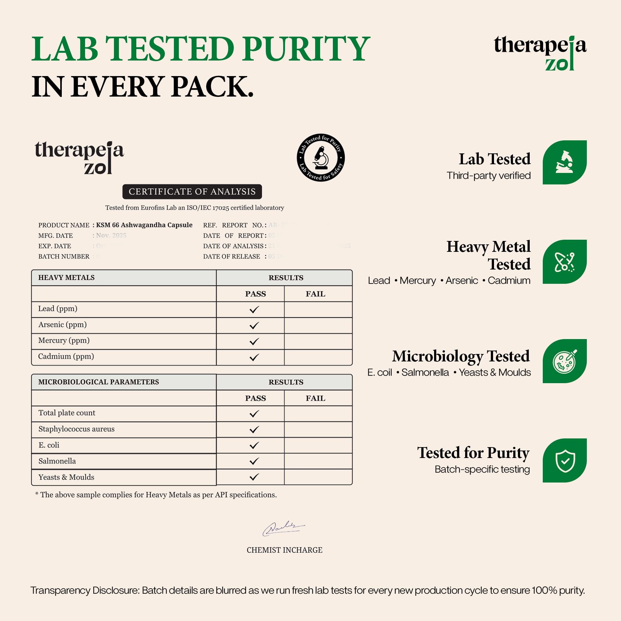 Therapeia Zoi packaging shows GMP-certified clean formula.