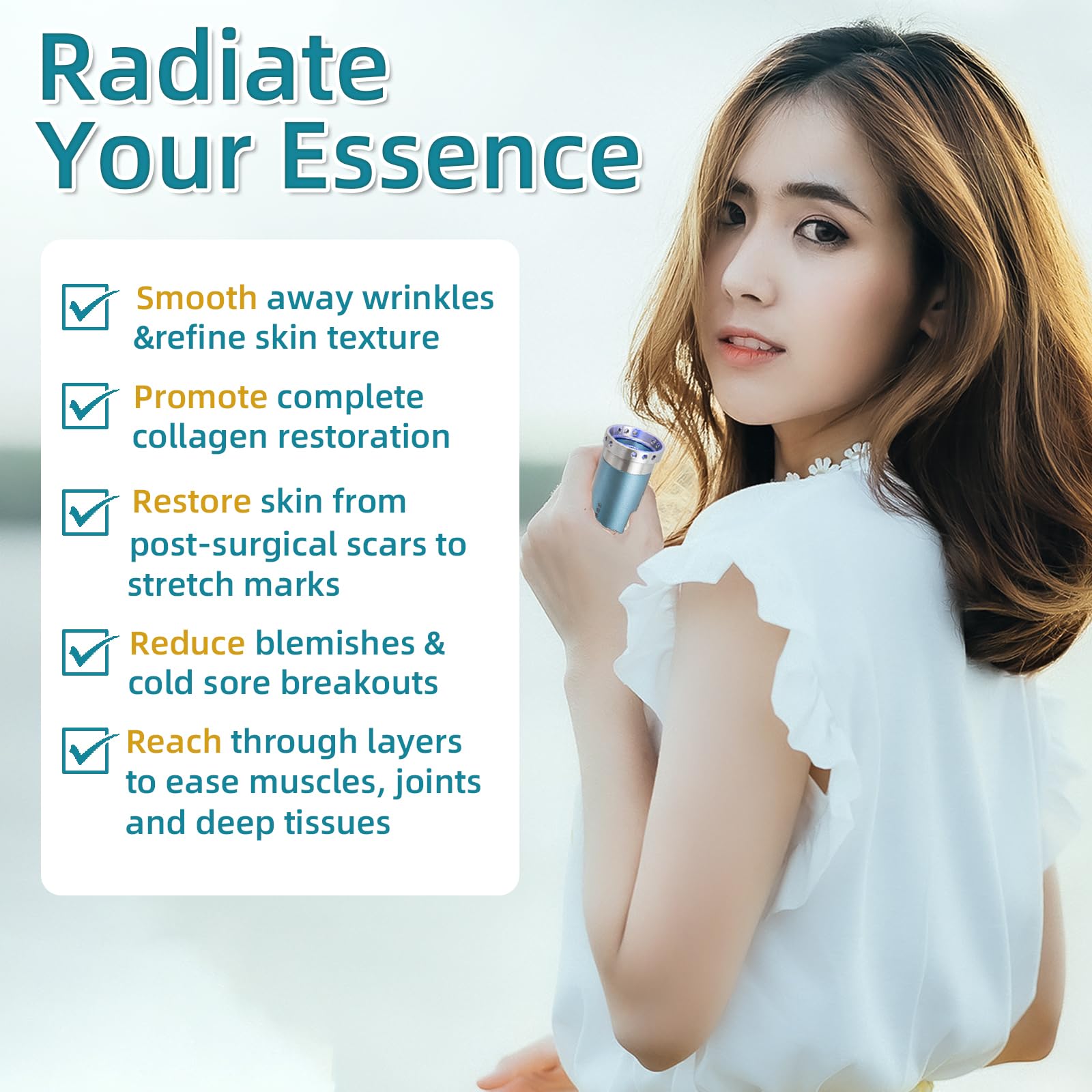 TherapSky 8-LED wand for body therapy enables broad-area light treatment.