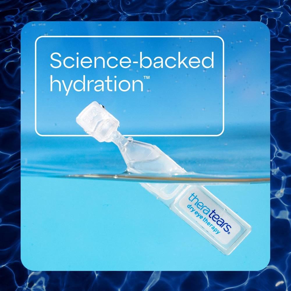 Label emphasizing preservative-free and gentle for sensitive eyes.