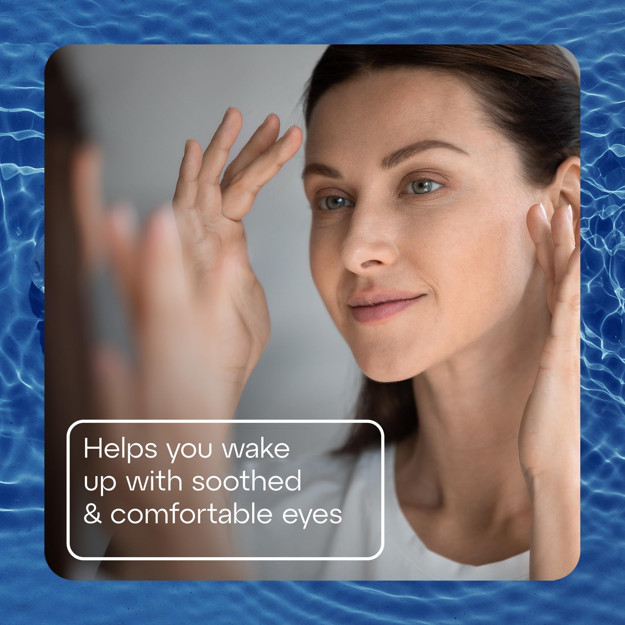 Illustration showing natural tear-like lubrication and electrolyte support.