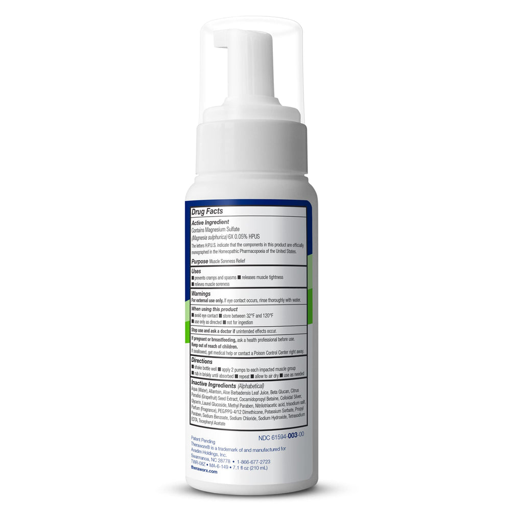 Theraworx Relief Foam applied to skin after activity for comfort