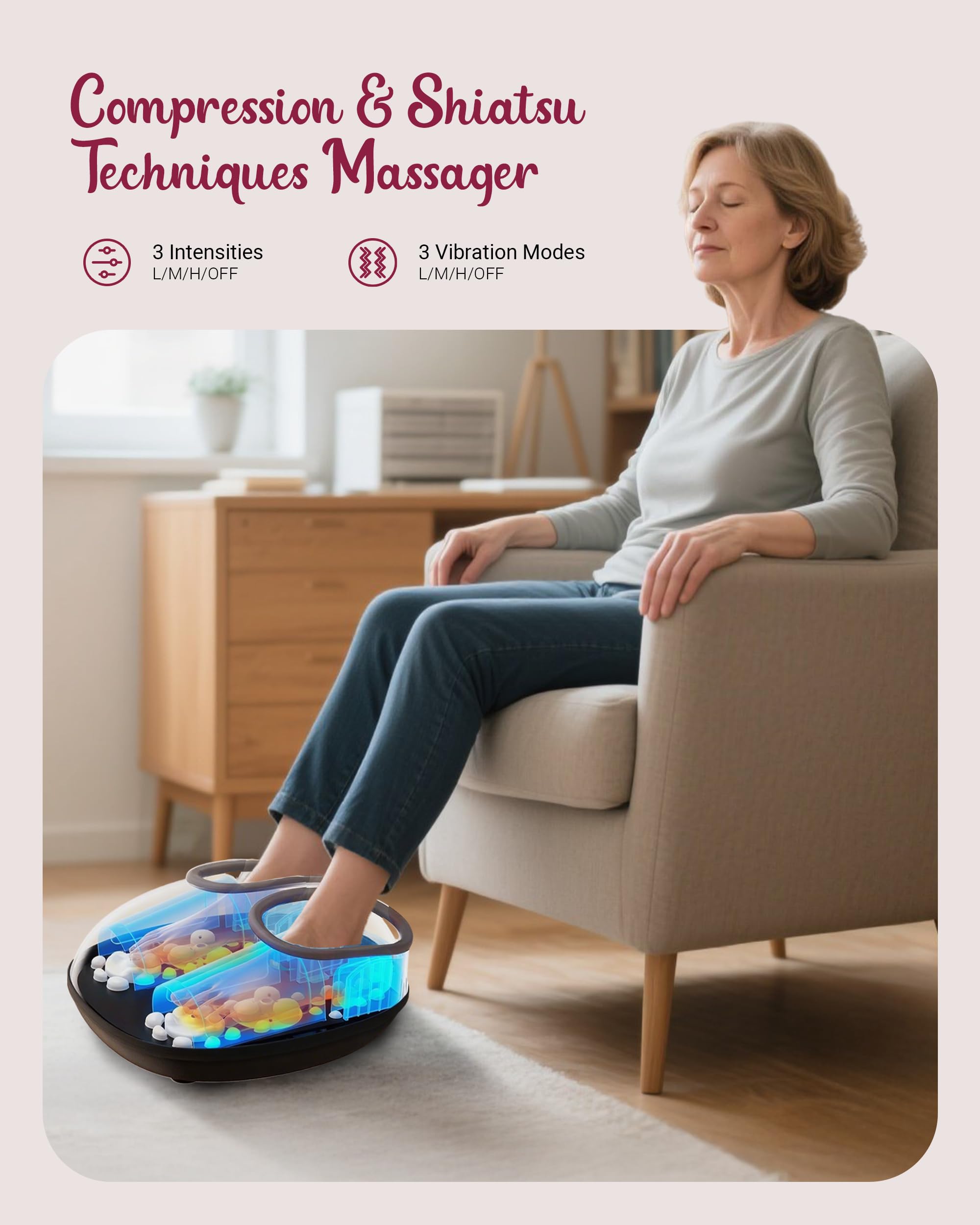 THERAZZAGGE three heat settings help comfort and circulation.