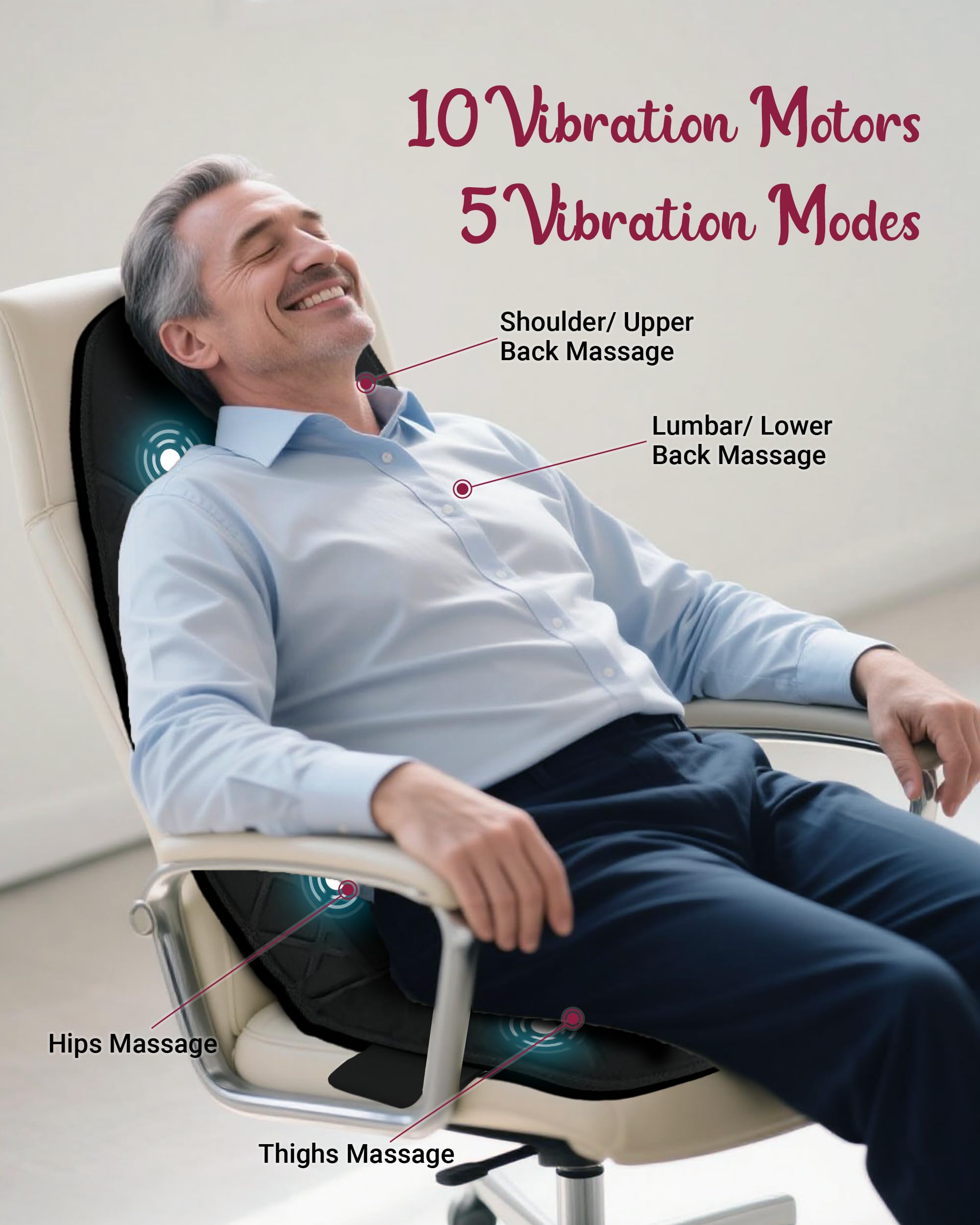 Therazzagge vibration back-massager cushion with heat provides soothing warmth.