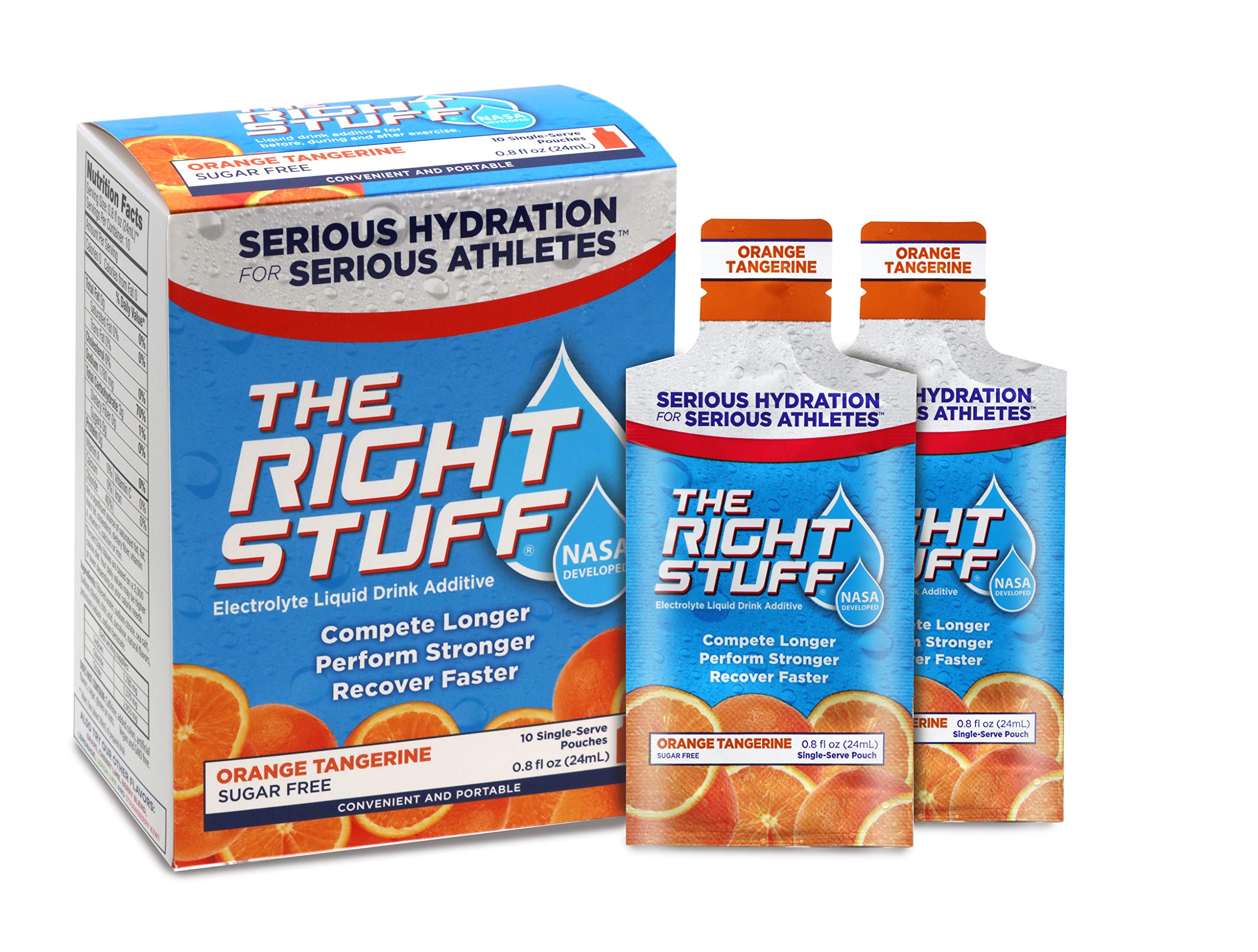 The Right Stuff orange-tangerine concentrate pouch for quick hydration during workouts.