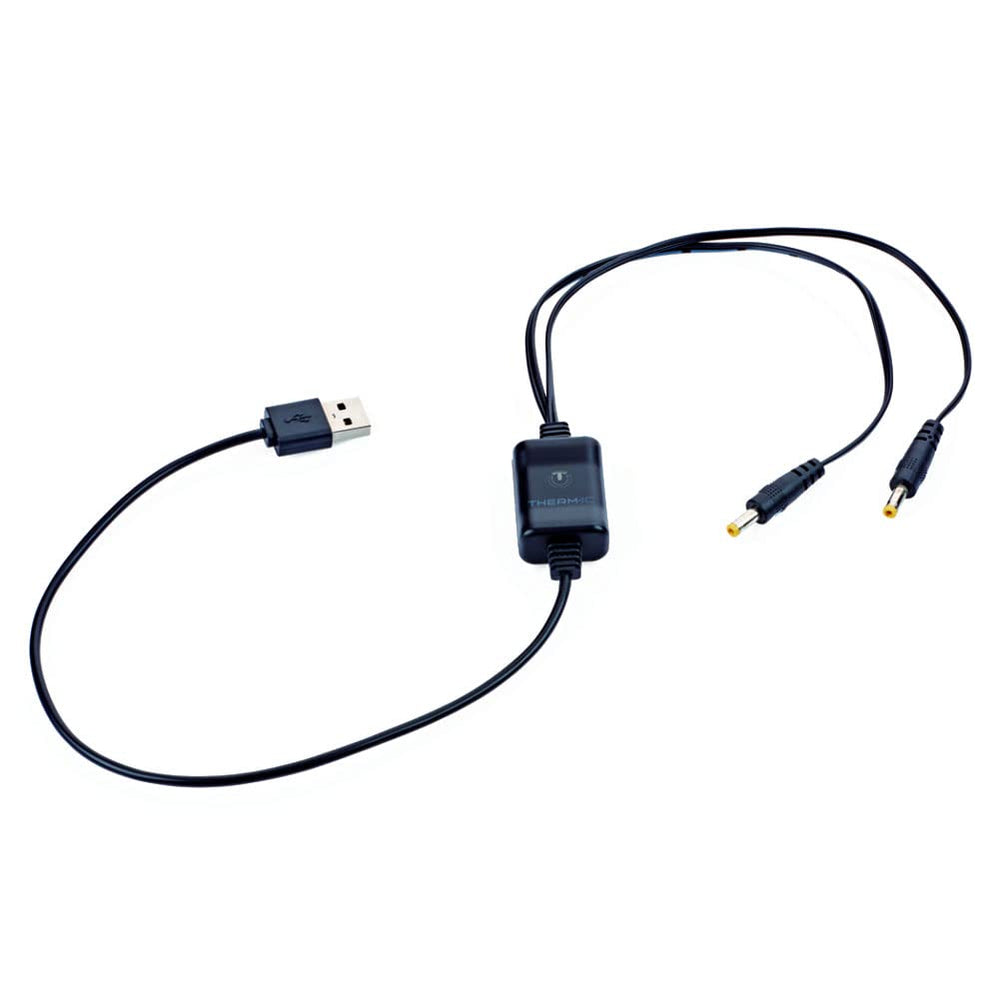 Therm-ic USB charging cable for insole batteries, ideal for travel charging on the go.