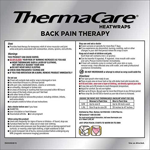 ThermaCare heat wrap placed on the back for discreet, portable relief