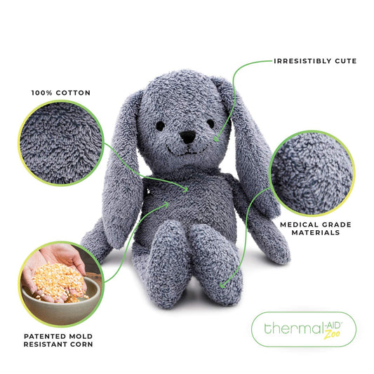 Thermal-Aid Baxter The Bunny soft plush shell adds comforting warmth.