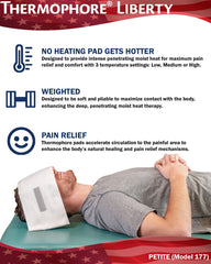 Thermophore Liberty 2 machine-washable cover simplifies care between sessions.