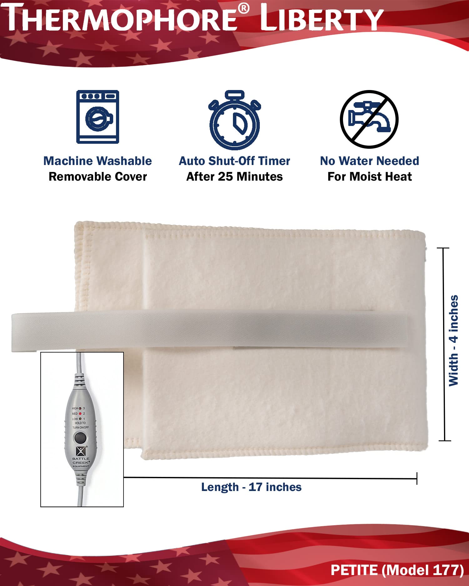 Thermophore Liberty 2 three-temp settings tailor comfort across needs.