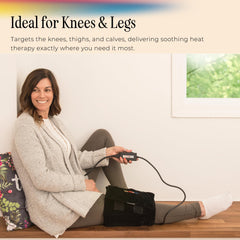 Thermotex knee pad wrap design for easy use at home.
