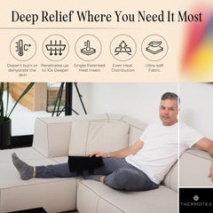 Thermotex knee pad for post workout recovery and muscle relaxation.