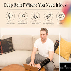 Thermotex left-wrist heating pad washable cover for easy cleaning after use.
