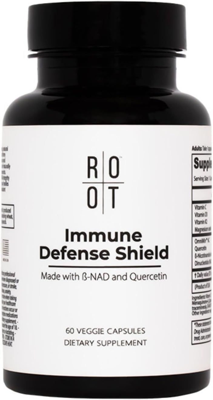 TheRootBrands Root Wellness Immune bottle front offers daily immune support.