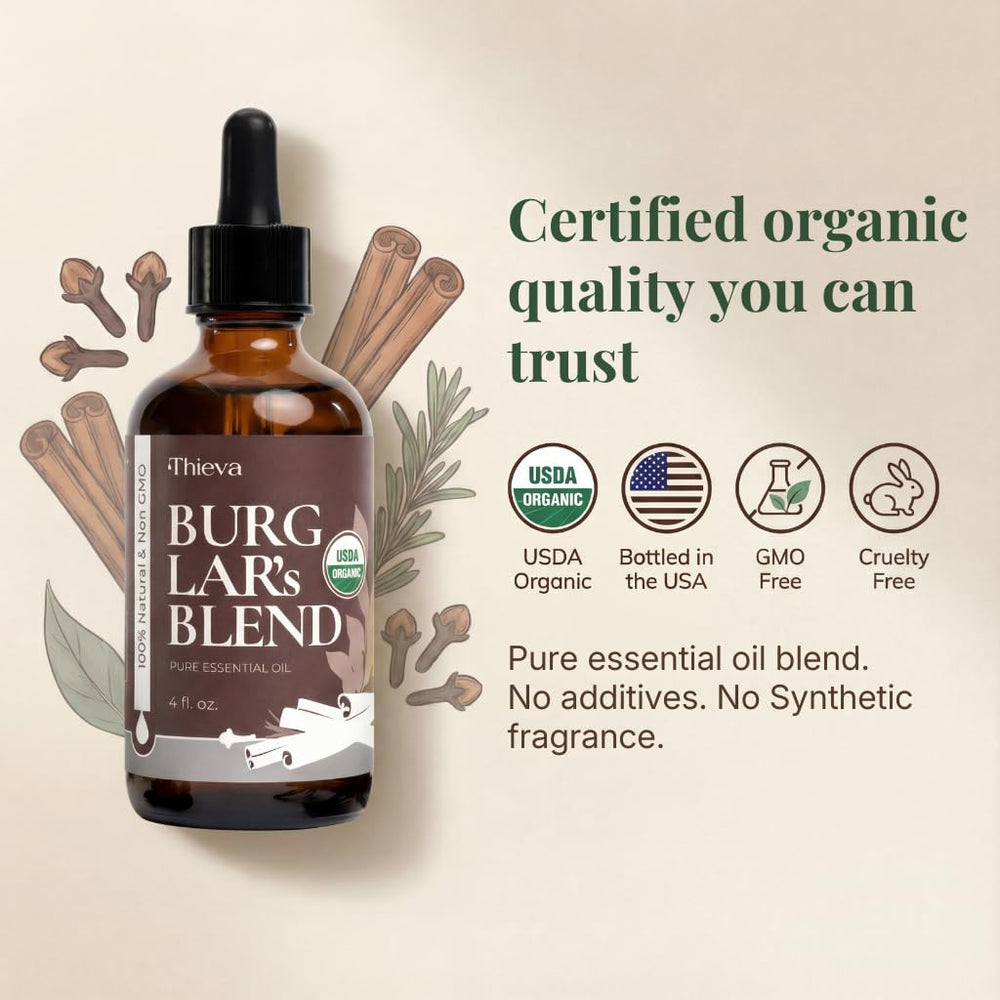 THIEVA Burglar's Blend cleaning-mix illustrates plant-based cleaning with a fresh scent
