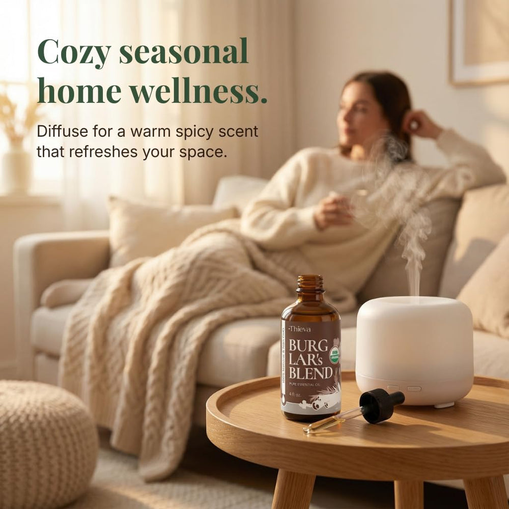 THIEVA Burglar's Blend diffuser-use showing concentrated aroma for seasonal rooms