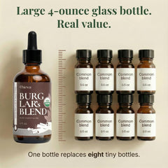 THIEVA Burglar's Blend amber glass packaging highlights premium storage and scent retention