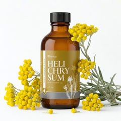 THIEVA Helichrysum oil bottle with pure aroma for aromatherapy and focus.