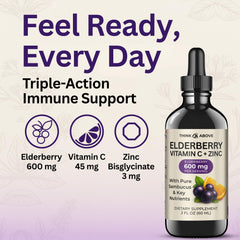Dropping Think Above elderberry drops into a glass for quick use.