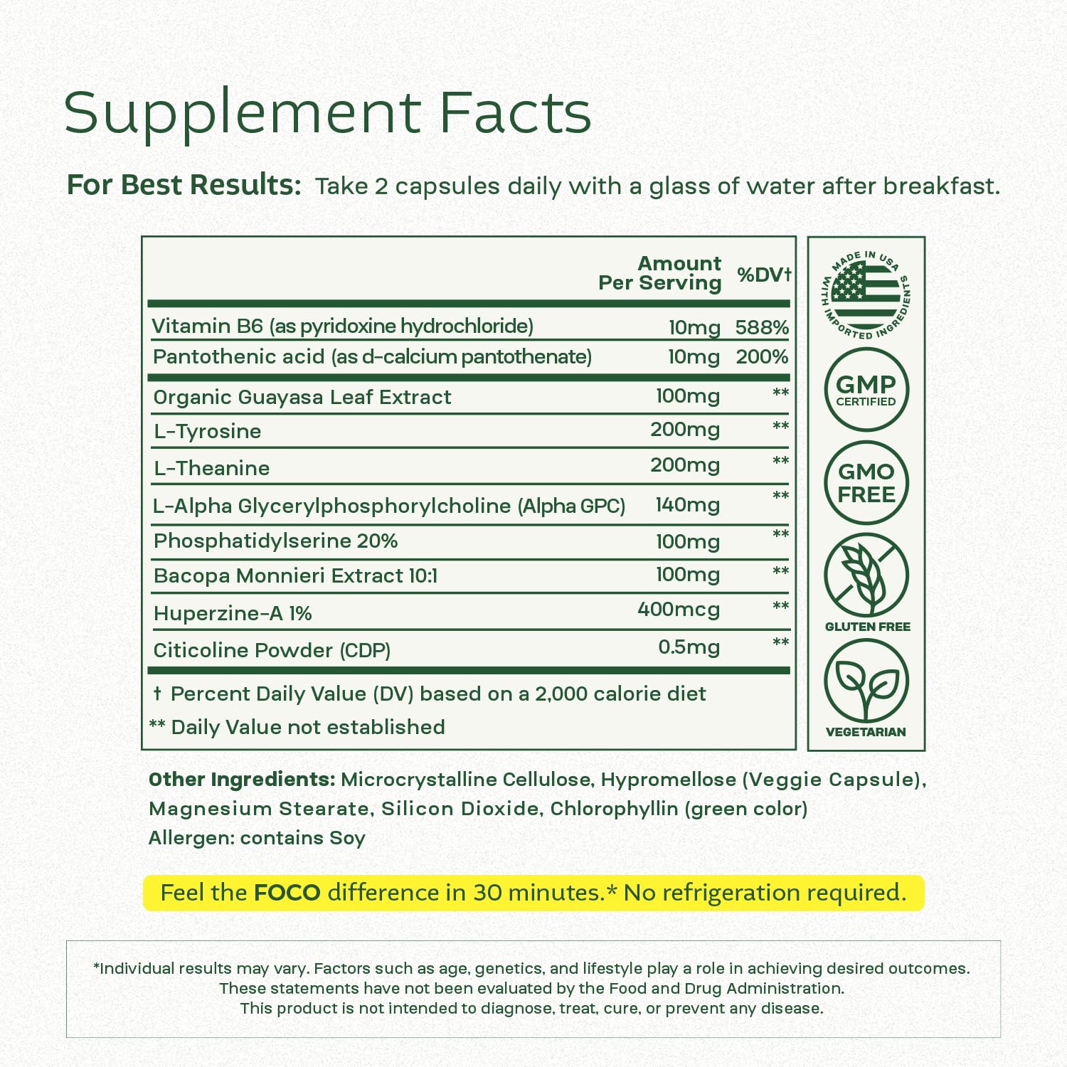 60 capsules per bottle Think FOCO packaging indicates long term use.