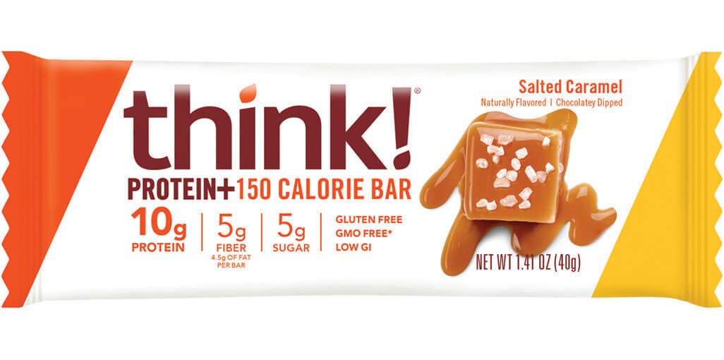 ThinkThin bar pack front, 20-count box for convenient snacking.