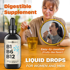 Think Above B1 B6 B12 drops offer simple daily intake with clear labeling