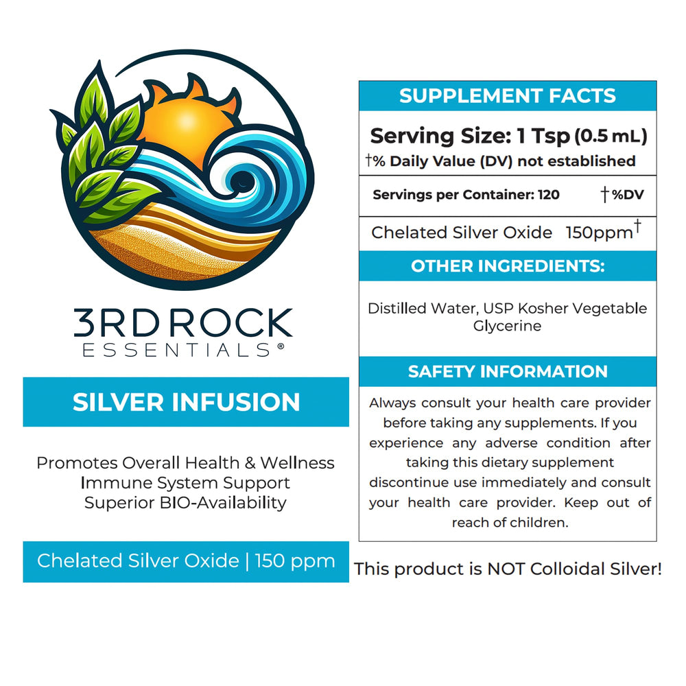 3rd Rock Essentials Silver Infusion liquid pour for simple daily use.