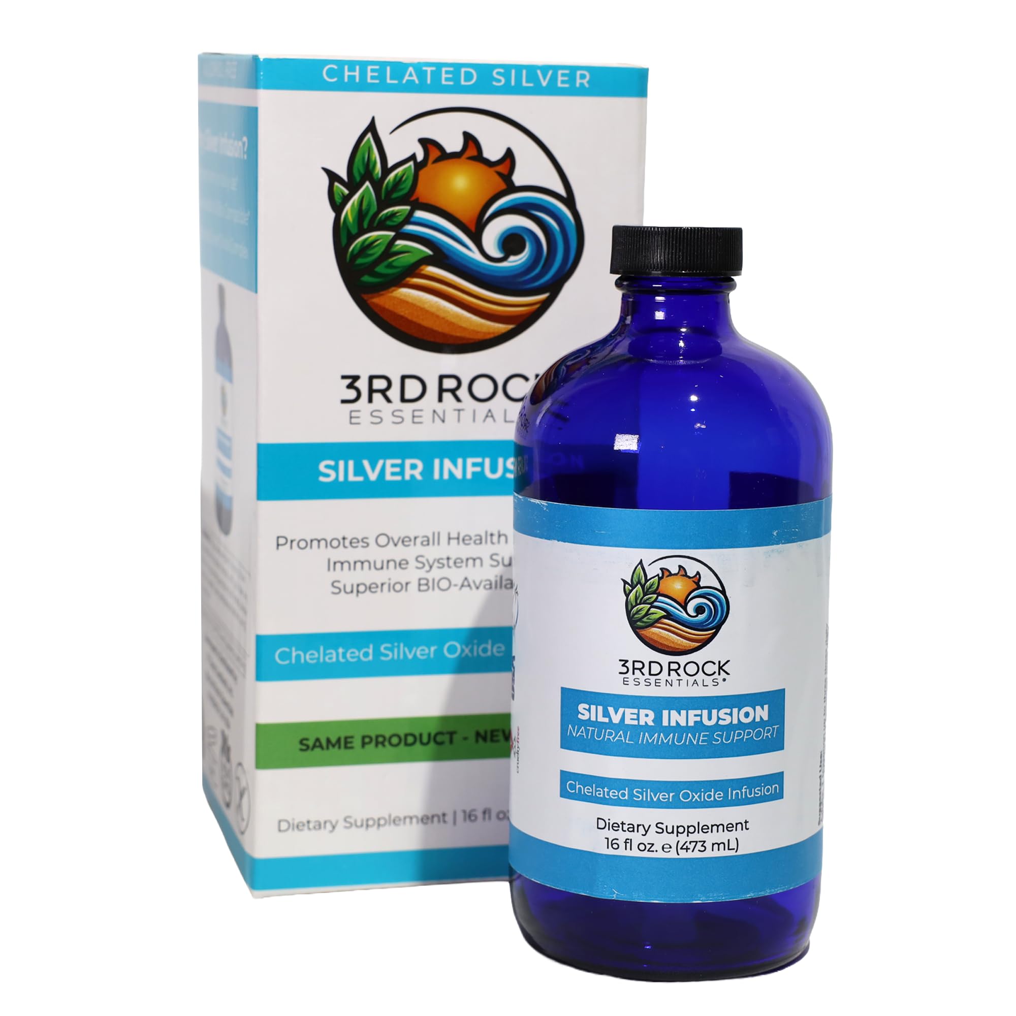 3rd Rock Essentials Silver Infusion packaging showcases quality and purity.