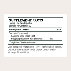 Thorne Curcumin Phytosome label shows clinically studied ingredients and quality seals