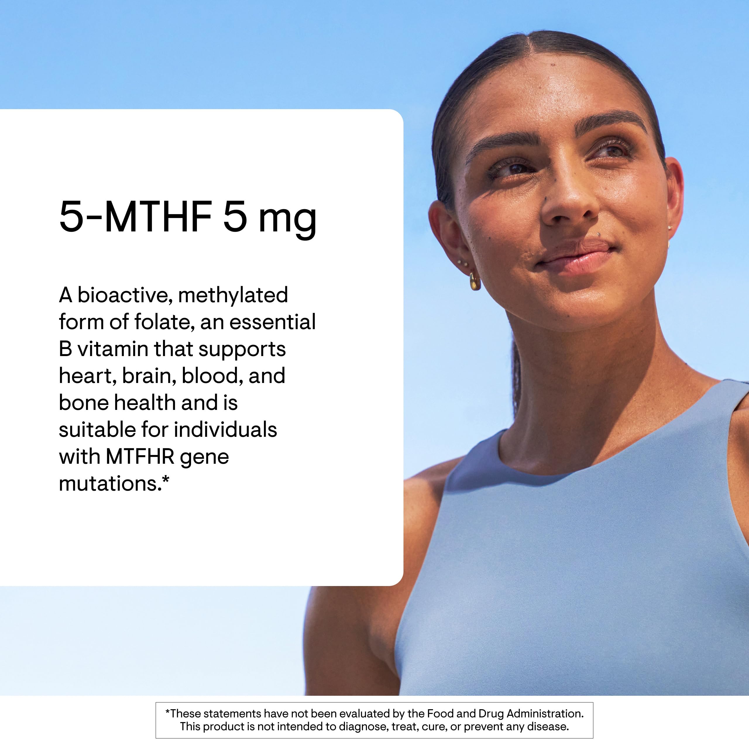 Close-up of Thorne 5-MTHF capsules emphasizing precise 5 mg dose.
