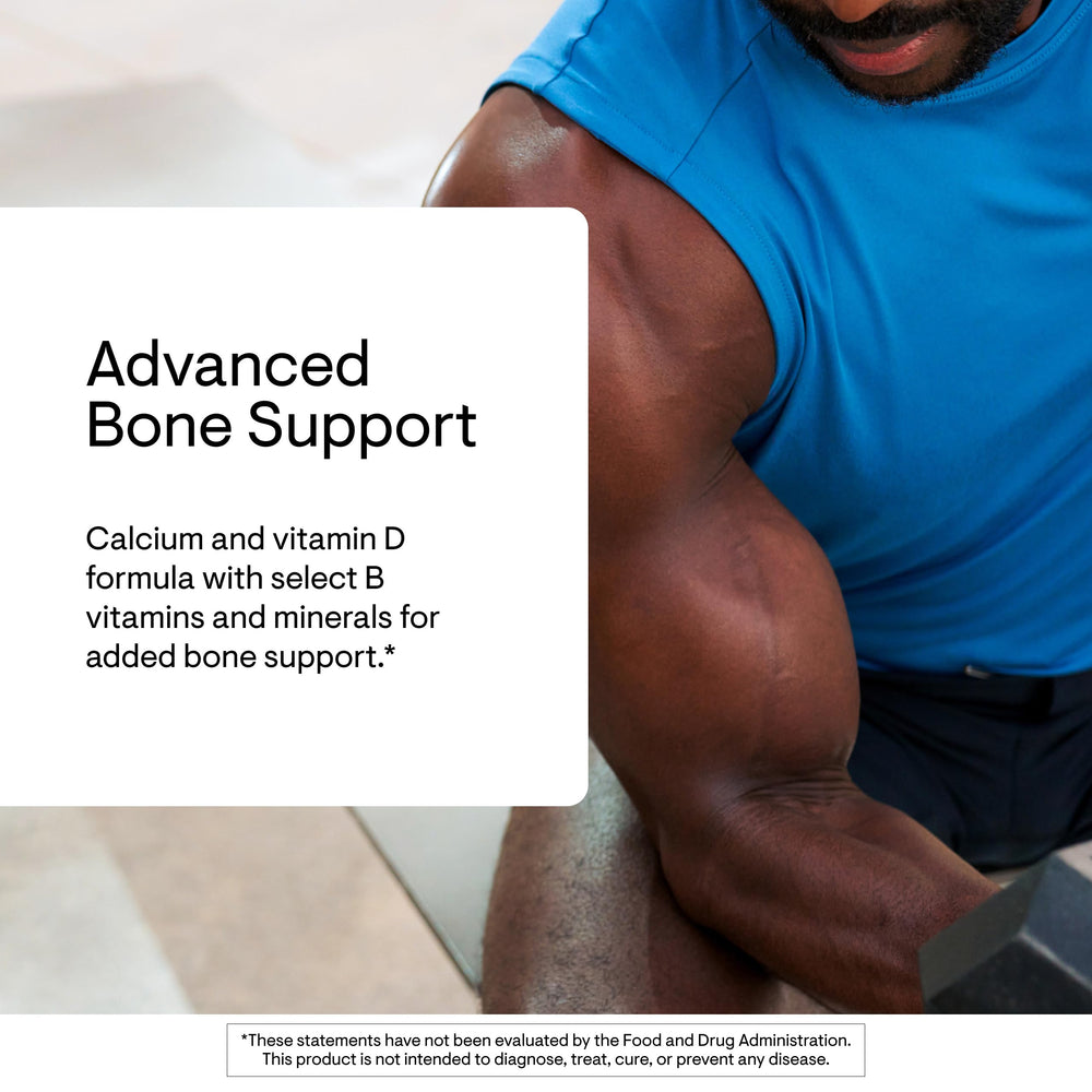 THORNE Advanced Bone Support bottle pour demonstrates convenient daily dosing for your routine.