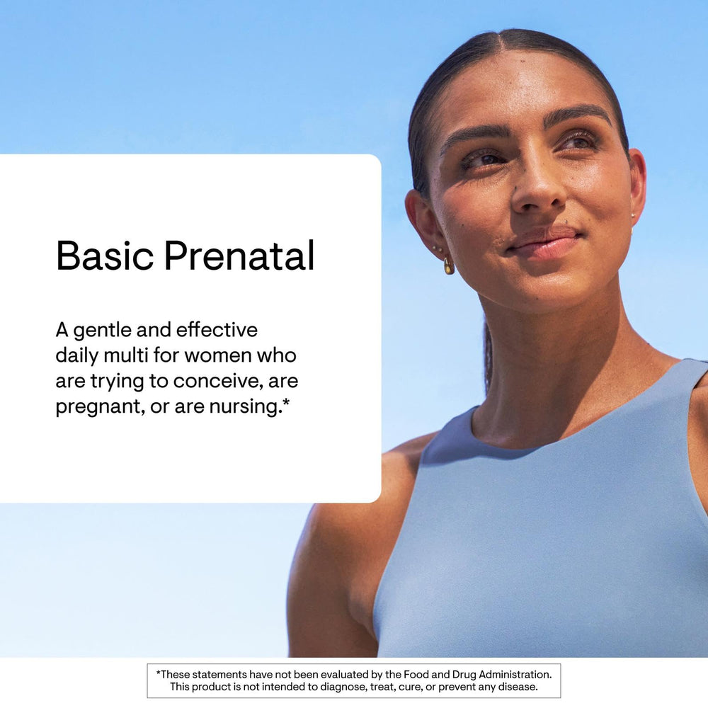 Close-up of THORNE Basic Prenatal capsules showing bioactive folate form.