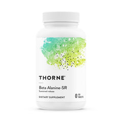THORNE Beta Alanine Sustained Release bottle shown, smooth energy support during workouts.