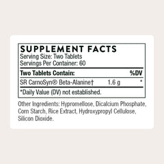 THORNE Beta Alanine Sustained Release tablets close-up with gentle release and steady energy.