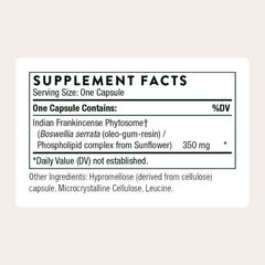 THORNE Boswellia Phytosome capsules close-up shows full spectrum acids.