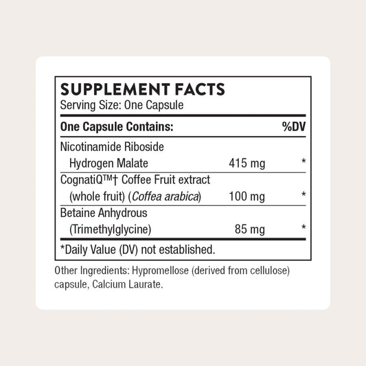 THORNE Brain Factors bottle side view shows label details and quality