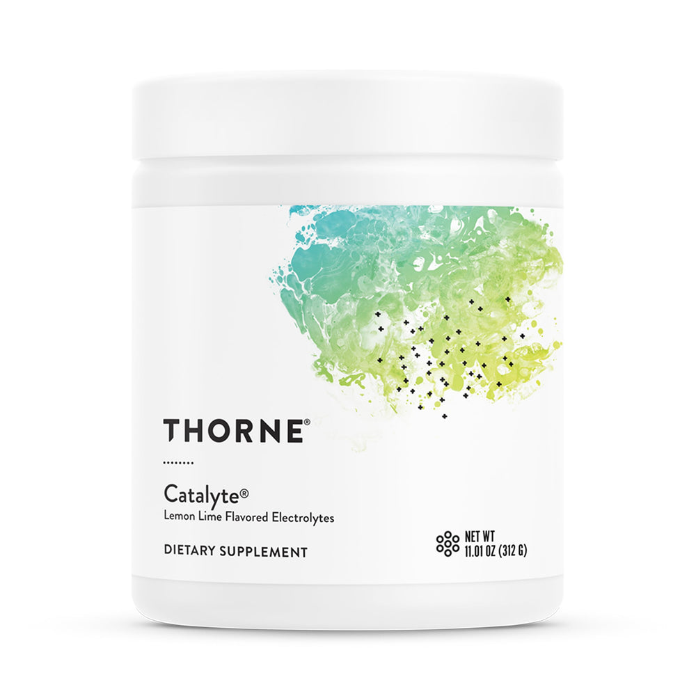 Thorne Catalyte lemon lime bottle ready for workout hydration.