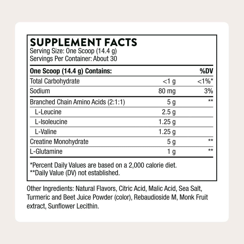 Scoop of THORNE Creatine + BCAAs mixed into a bowl for precise dosage.