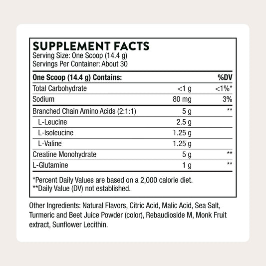 Scoop of THORNE Creatine + BCAAs mixed into a bowl for precise dosage.