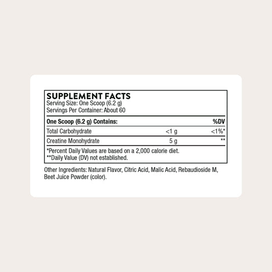 THORNE Creatine jar label close-up with NSF certification for sport.