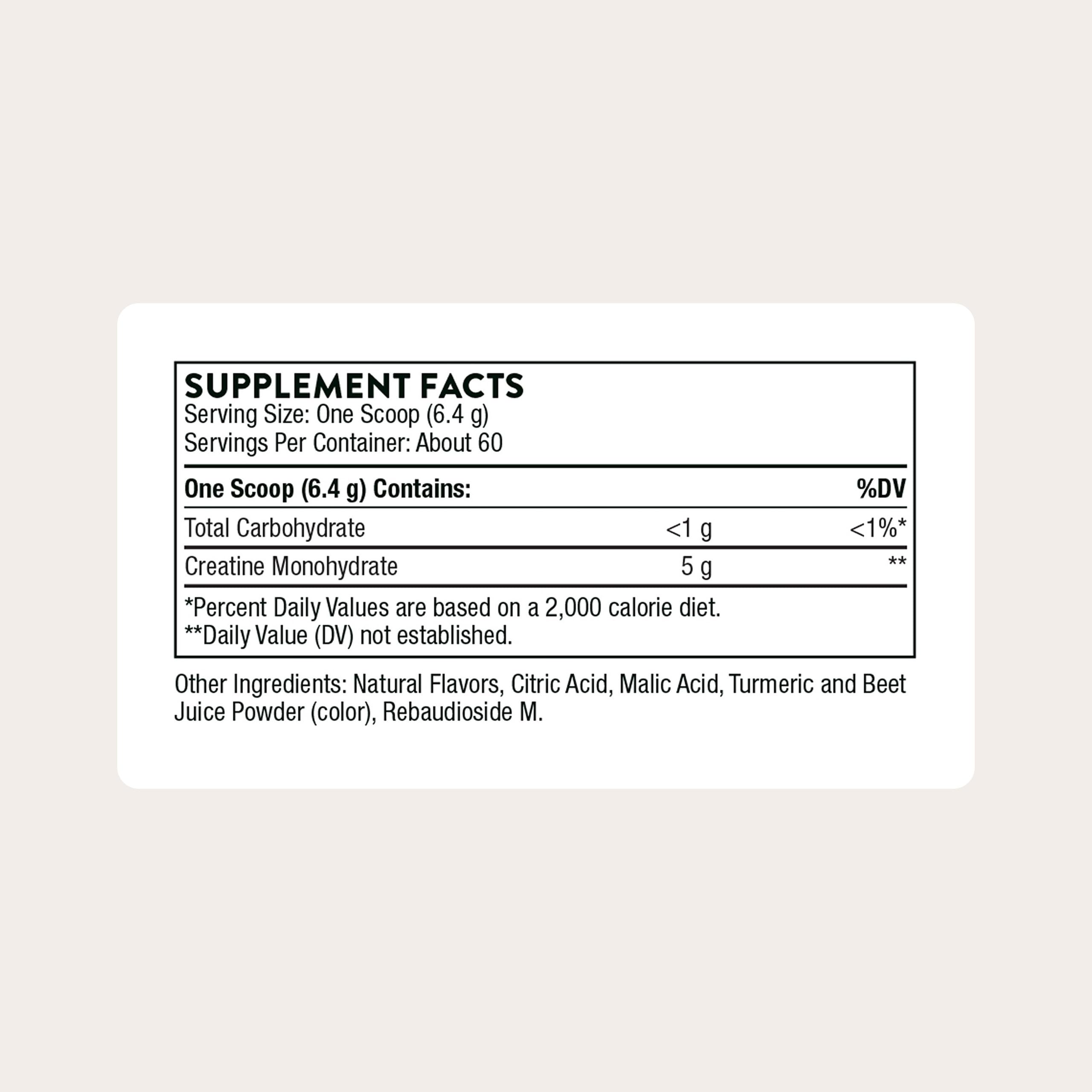 THORNE Creatine scoop dispensing powder for precise serving and convenient pre workout use.