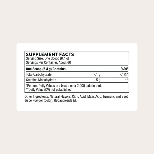 THORNE Creatine scoop dispensing powder for precise serving and convenient pre workout use.