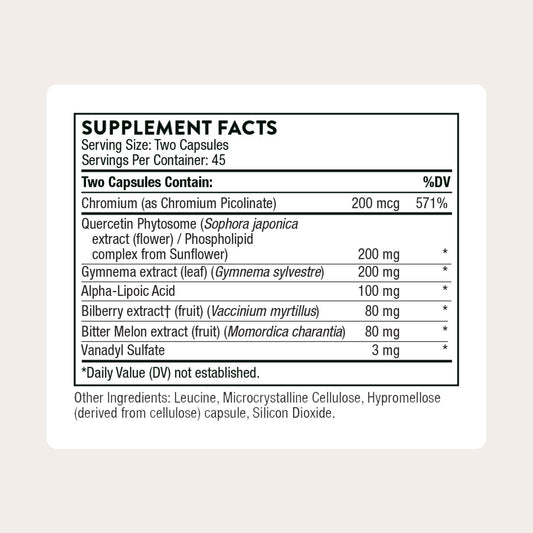 Thorne Diabenil capsules on white background for easy daily dosing