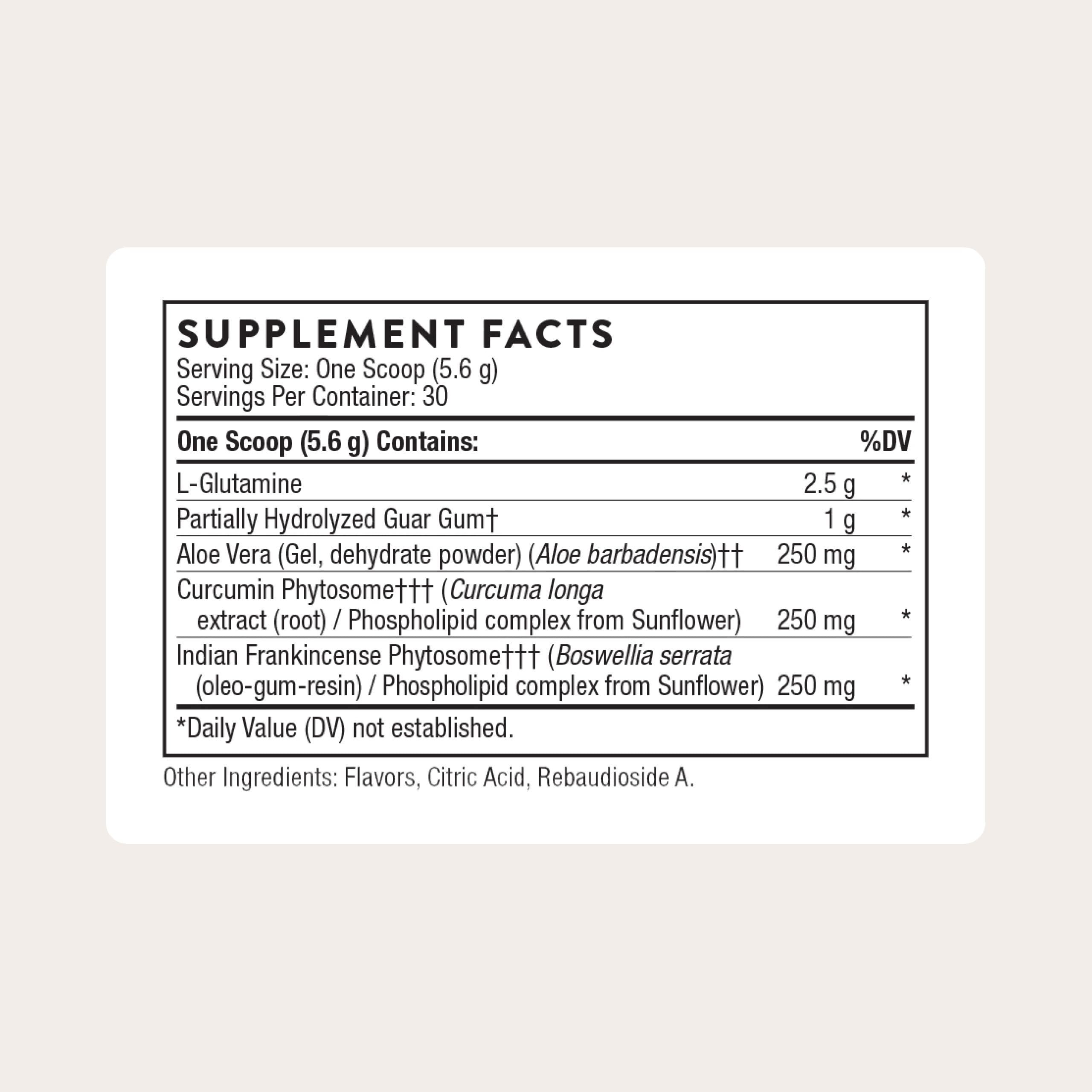 THORNE EnteroMend bottle pour demonstrating easy daily serving for digestive balance.