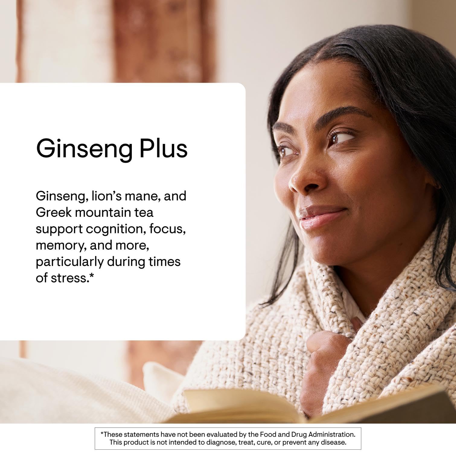 THORNE Ginseng Plus bottle label featuring Korean Red Ginseng for cognitive clarity.