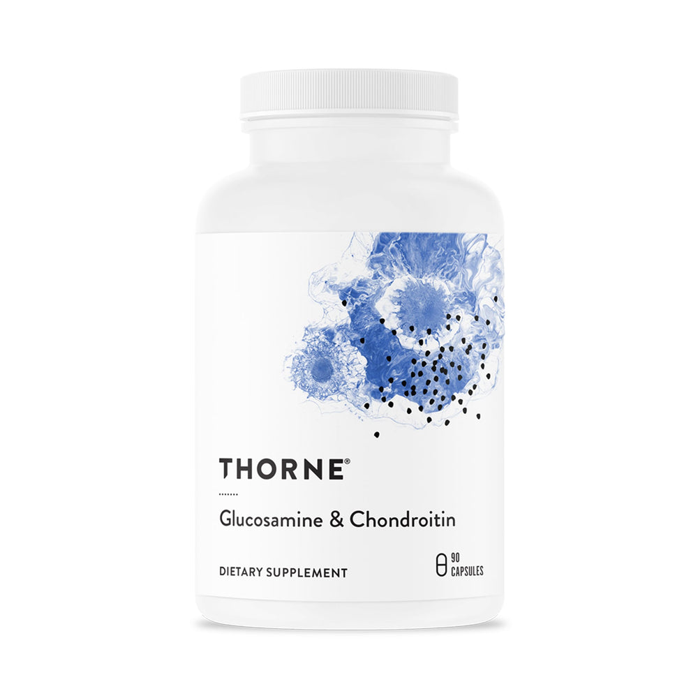 Thorne Glucosamine & Chondroitin bottle front showing label for joint support