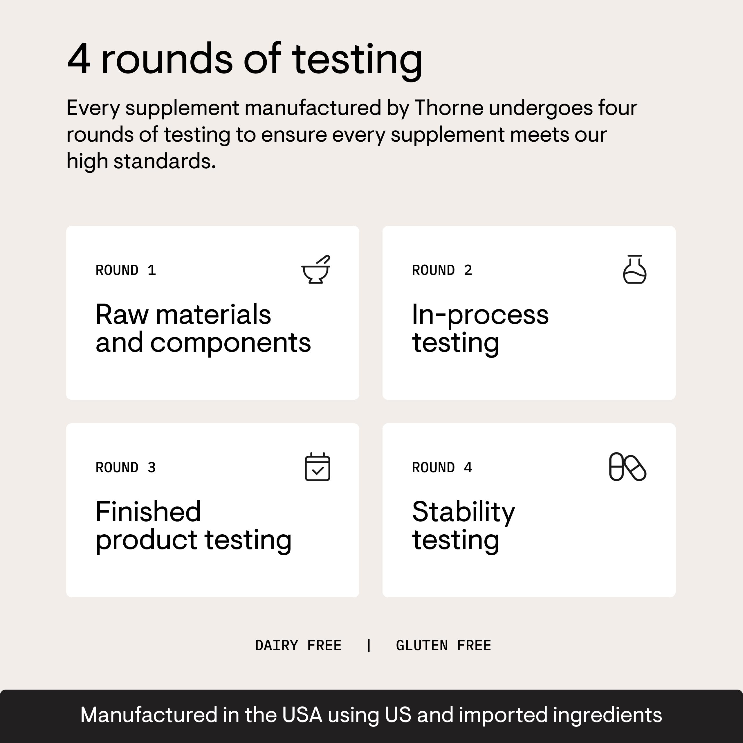 Icon indicating gluten-free and dairy-free attributes of THORNE supplement.