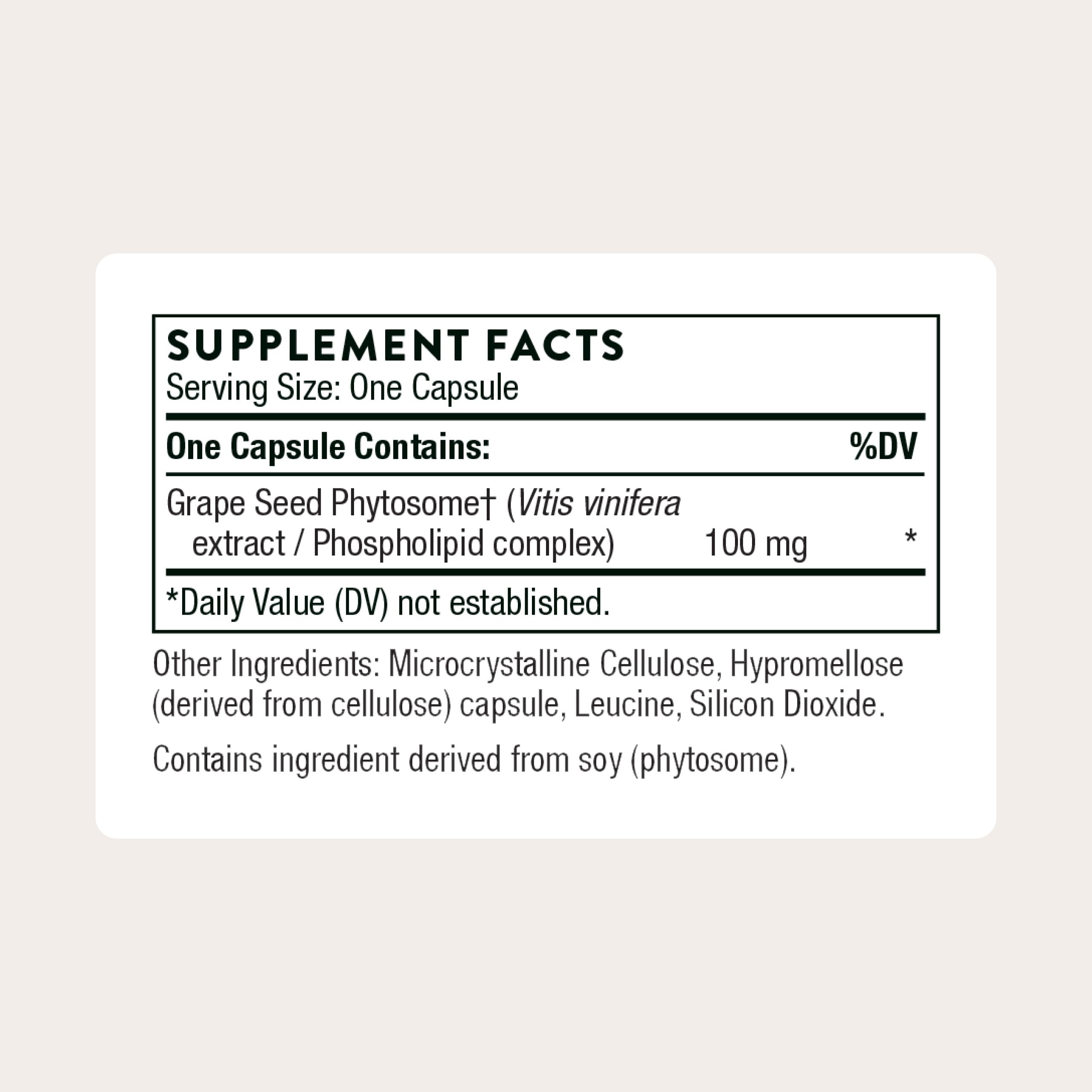 THORNE grape seed extract capsules shown for daily antioxidant routine